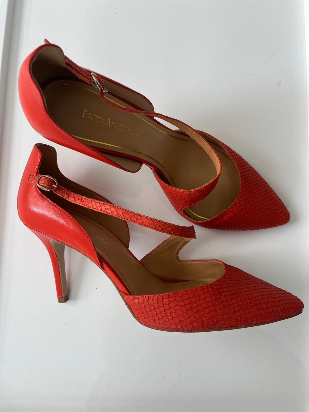 Enzo Angiolini - Orange Pointed Toe Heels - Size 10